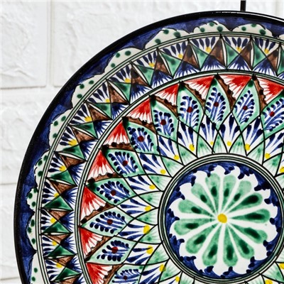 Ляган узбекский Риштанская Керамика «Узоры», d=25 см, синий