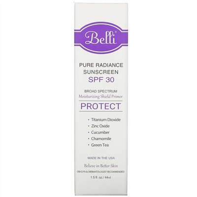 Belli Skincare, Pure Radiance Sunscreen, SPF 30, 1.5 fl oz (44 ml)