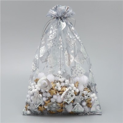 Мешочек подарочный органза «Новогодние игрушки», 20×30 см ± 1.5 см