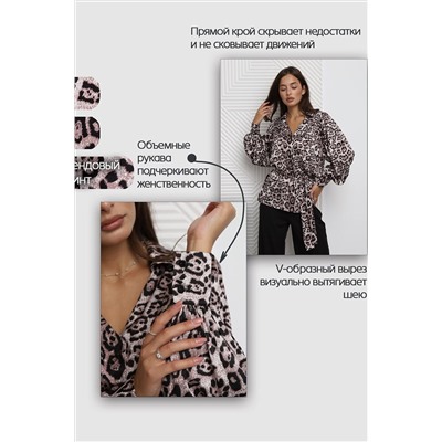 Блузка атласная нарядная с поясом 51060 НАТАЛИ, 1215224