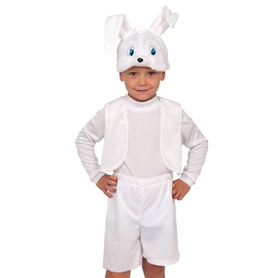 Карнавальный костюм «Зайчик белый», плюш, рост 92-116 см, виды МИКС