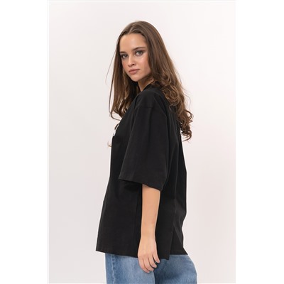 Футболка с принтом черная женская