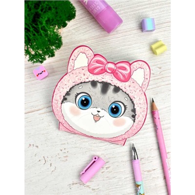 Блокнот фигурный 120х117 мм 30л без линовки "КОТЁНОК В ШАПКЕ" 67597 Феникс