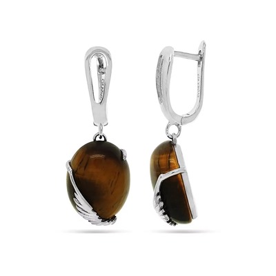 Серьги из серебра тигровый глаз, МЦВ019