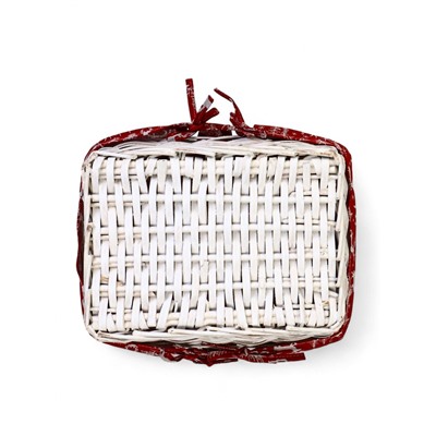 Корзина плетёная для хранения «Новогодняя», 37×28×18 см, ручка h=13 см, белая