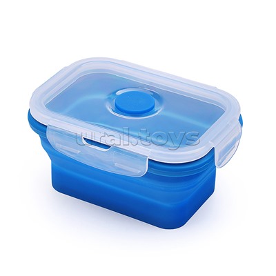 Ланчбокс складной герметичный прямоугольный, 350 мл, 13x9,5x6,5 см, темно-синий