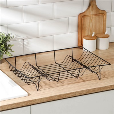 Сушилка для посуды Доляна, 47.5×32×9 см, чёрная