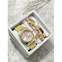 Подарочный набор для женщин часы, 2 браслета + коробка #22861799