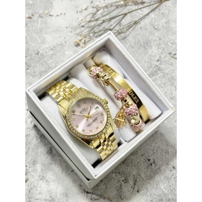 Подарочный набор для женщин часы, 2 браслета + коробка #22861799