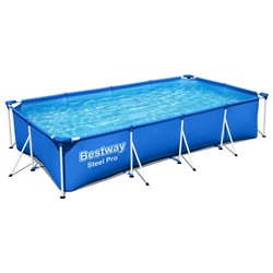 УЦЕНКА Бассейн каркасный Steel Pro, 400×211×81 см, фильтр-насос, прямоугольный, 56424 Bestway