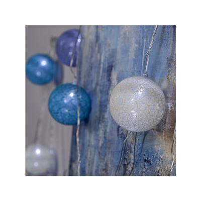 Гирлянда - нить, 5 м с насадками «Клубки серо-зелёные», IP20, прозрачная нить, 20 LED, свечение белое, 220 В