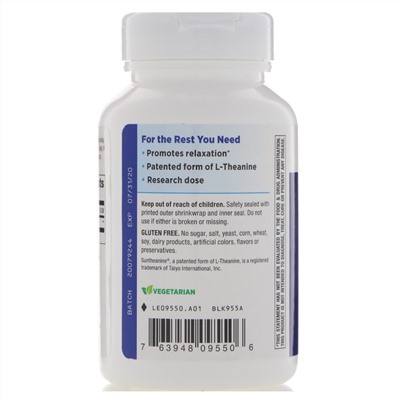 Enzymatic Therapy, L-теанин, 180 вегетарианских капсул