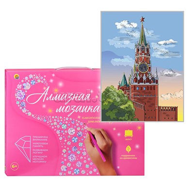 Алмазная мозаика 20х30 "Спасская башня" на картоне, с част.заполн. (20цв) (класc.)
