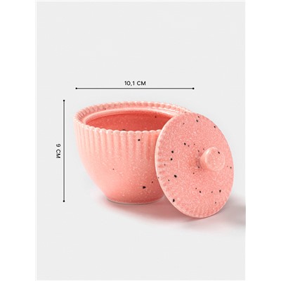 Сахарница Доляна «Коралл», 300 мл, d=10.1 см, фарфор, розовая