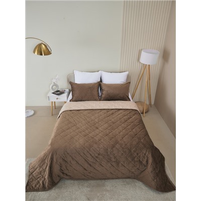 Набор покрывало и чехлы на подушку - Кристалл, цвет коричневый