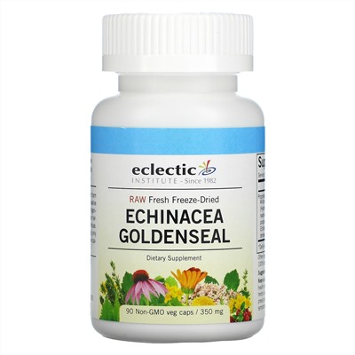 Eclectic Institute, Raw Fresh Freeze-Dried, Echinacea Goldenseal, 350 mg, 90 Non-GMO Veg Caps