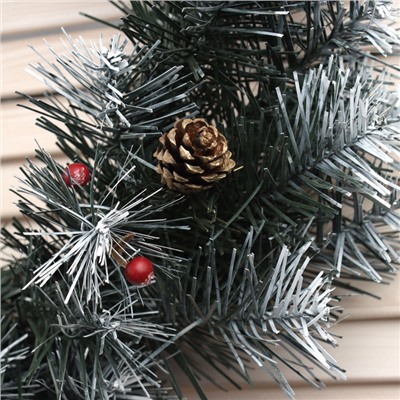 Венок новогодний d=45 см «Рождественский белоснежный» декор шишка золото, иней, ягода