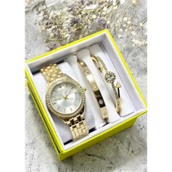 Подарочный набор для женщин часы, 2 браслета + коробка #22853022