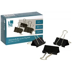 Зажим для бумаг 51 мм черный Z51L-12K LITE