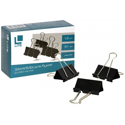 Зажим для бумаг 51 мм черный Z51L-12K LITE