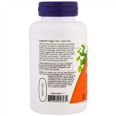 Now Foods, Graviola, Double Strength, 1,000 mg, 90 Tablets