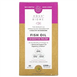 Enzymedica, Aqua Biome, Fish Oil + Digestive Relief, Lemon Flavor, 1,200 mg, 60 Softgels