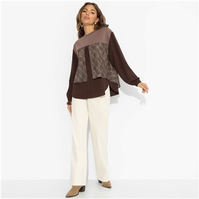 Свитшот с эффектом многослойности, Стиль по-взрослому (браун, нью)