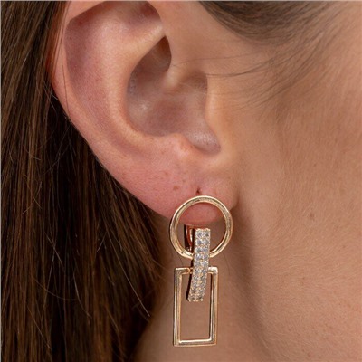 Серьги ювелирная бижутерия коллекция "Дубай" покрытие: позолота, вставка: фианиты, 39145, арт.214.827