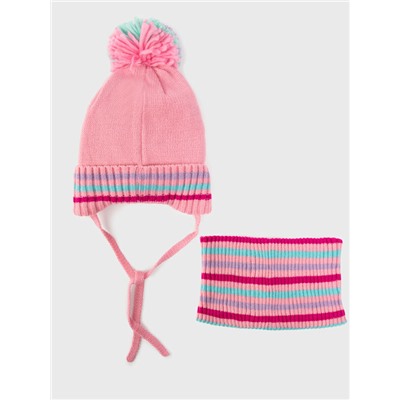 Комплект детский трикотажный для девочек: шапка, снуд