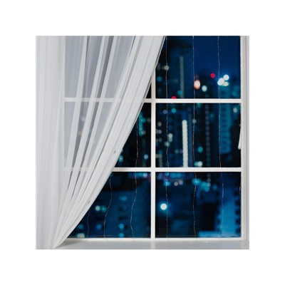 Гирлянда «Занавес» 1.6×1.6 м роса, IP20, серебристая нить, 160 LED, свечение тёплое белое, 8 режимов, 220 В