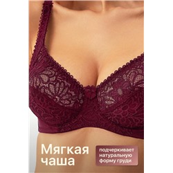 Бюстгальтер 71211 OIRO кружевной мягкая чаша 1 шт (Бордовый)