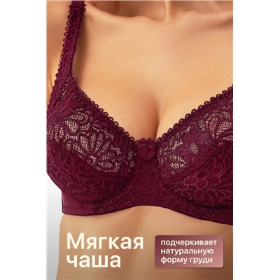 Бюстгальтер 71211 OIRO кружевной мягкая чаша 1 шт (Бордовый)