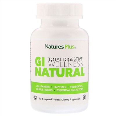 Nature's Plus, Total Digestive Wellness, GI Natural, комплекс для пищеварительной системы, 90 двухслойных таблеток