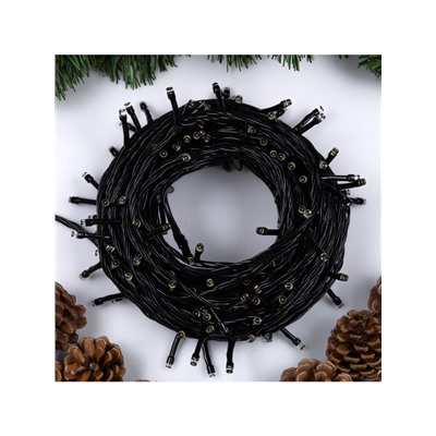 УЦЕНКА Гирлянда «Нить» 20 м, IP20, тёмная нить, 200 LED, свечение тёплое белое, 8 режимов, 220 В