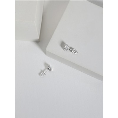 Серьги-пусеты из серебра с фианитами родированные S2181011010