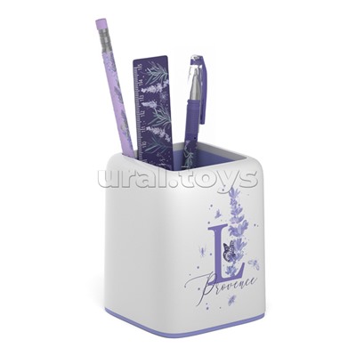 Набор настольный пластиковый Forte, Lavender, белый с фиолетовой вставкой