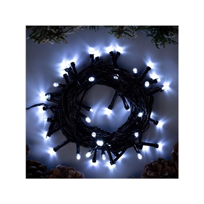 Гирлянда «Нить» 5 м, IP20, тёмная нить, 50 LED, 8 режимов, 220 В, свечение белое