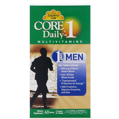 Country Life, Мультивитамины Core Daily-1, для мужчин, 60 таблеток