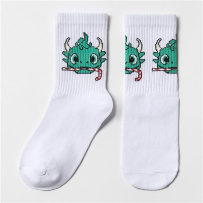 Носки детские «Новогодний дракон», белые, размер 20 (32-34 см)