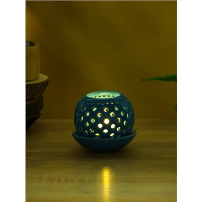 Подсвечник «Шар», 9.5×9.5×9 см, керамика, голубой