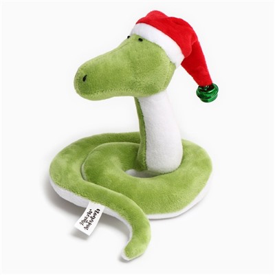 Мягкая игрушка «Змея», в новогоднем колпаке, 15 см