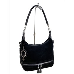 Женская сумка из искусственной кожи и натуральной замши, цвет черный