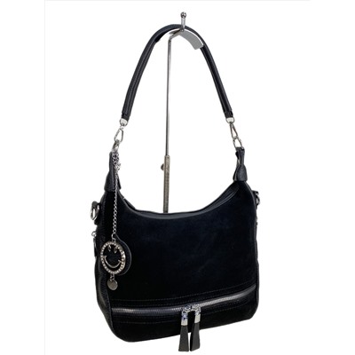 Женская сумка из искусственной кожи и натуральной замши, цвет черный