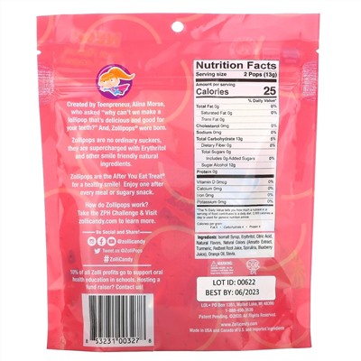 Zollipops, The Clean Teeth Pops, Watermelon, 3.1 oz