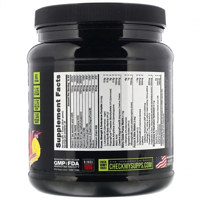 NutraBio Labs, Предтренировочный комплекс, клубника и лимон, 596 г (1,31 фунта)