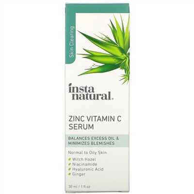 InstaNatural, сыворотка с цинком и витамином C, 30 мл (1 жидк. унция)