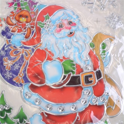 Наклейка новогодняя 38х22 Дед мороз с подарками / 610-211 /уп 12/300/