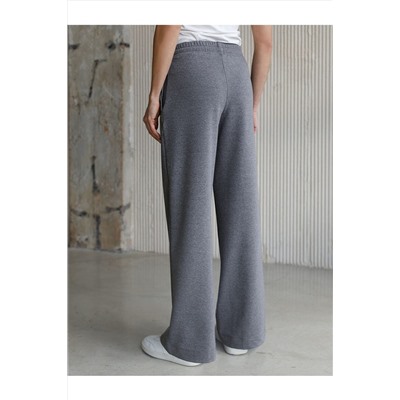 Прямые трикотажные брюки на резинке из футера двухнитки эластичные VILATTE, 1228114