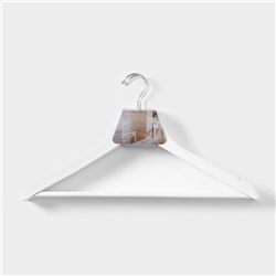 Плечики - вешалки для одежды LaDо́m Soft-Touch, 3 шт., деревянные, с перекладиной, широкие плечики, 44.5×23 см, белые