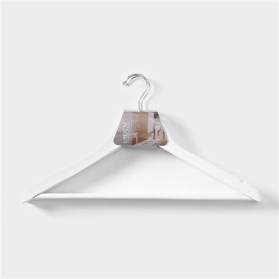 Плечики - вешалки для одежды LaDо́m Soft-Touch, 3 шт., деревянные, с перекладиной, широкие плечики, 44.5×23 см, белые